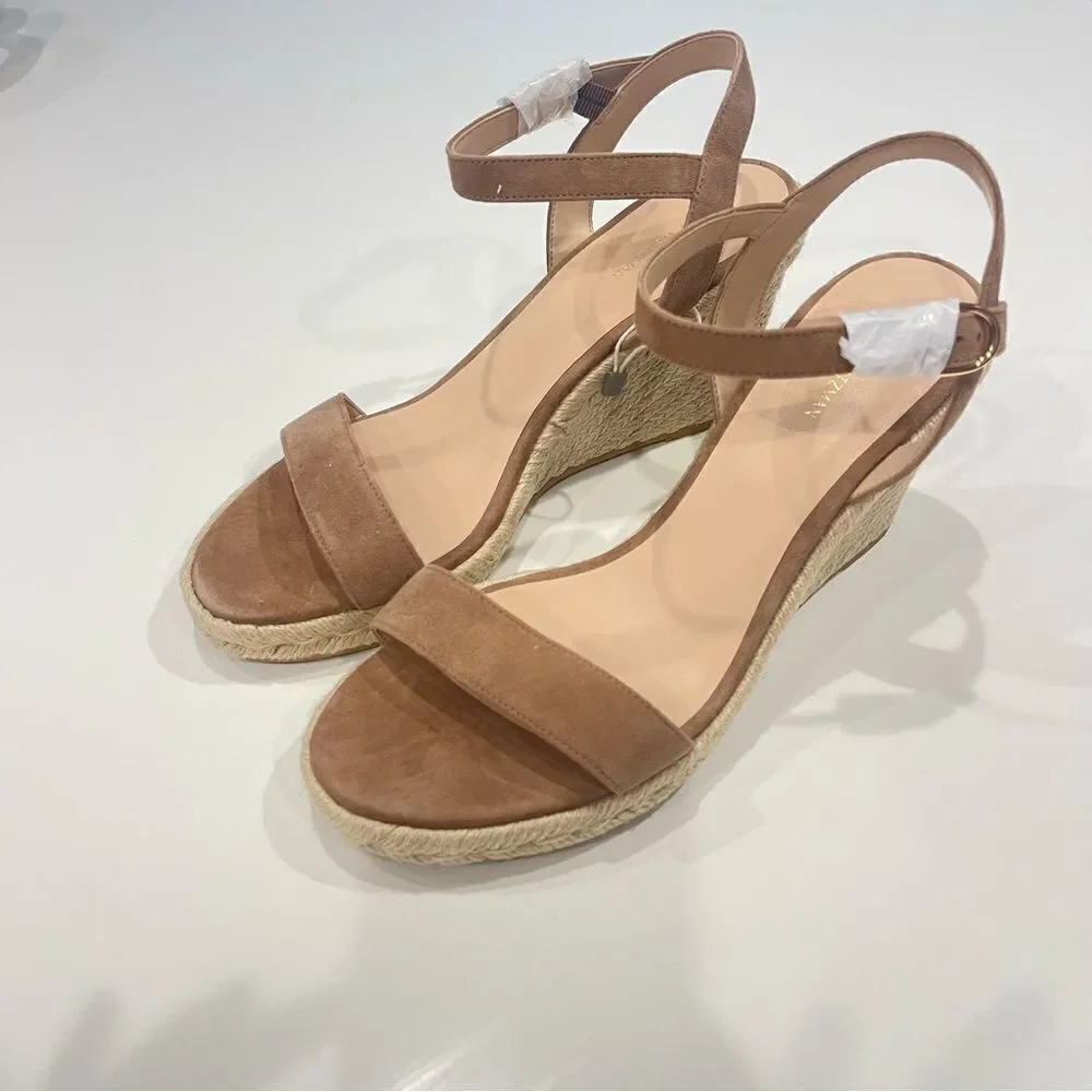 Stuart Weitzman Teddi Wedge Heel Leather Espadrille Sandals NEW Size 11